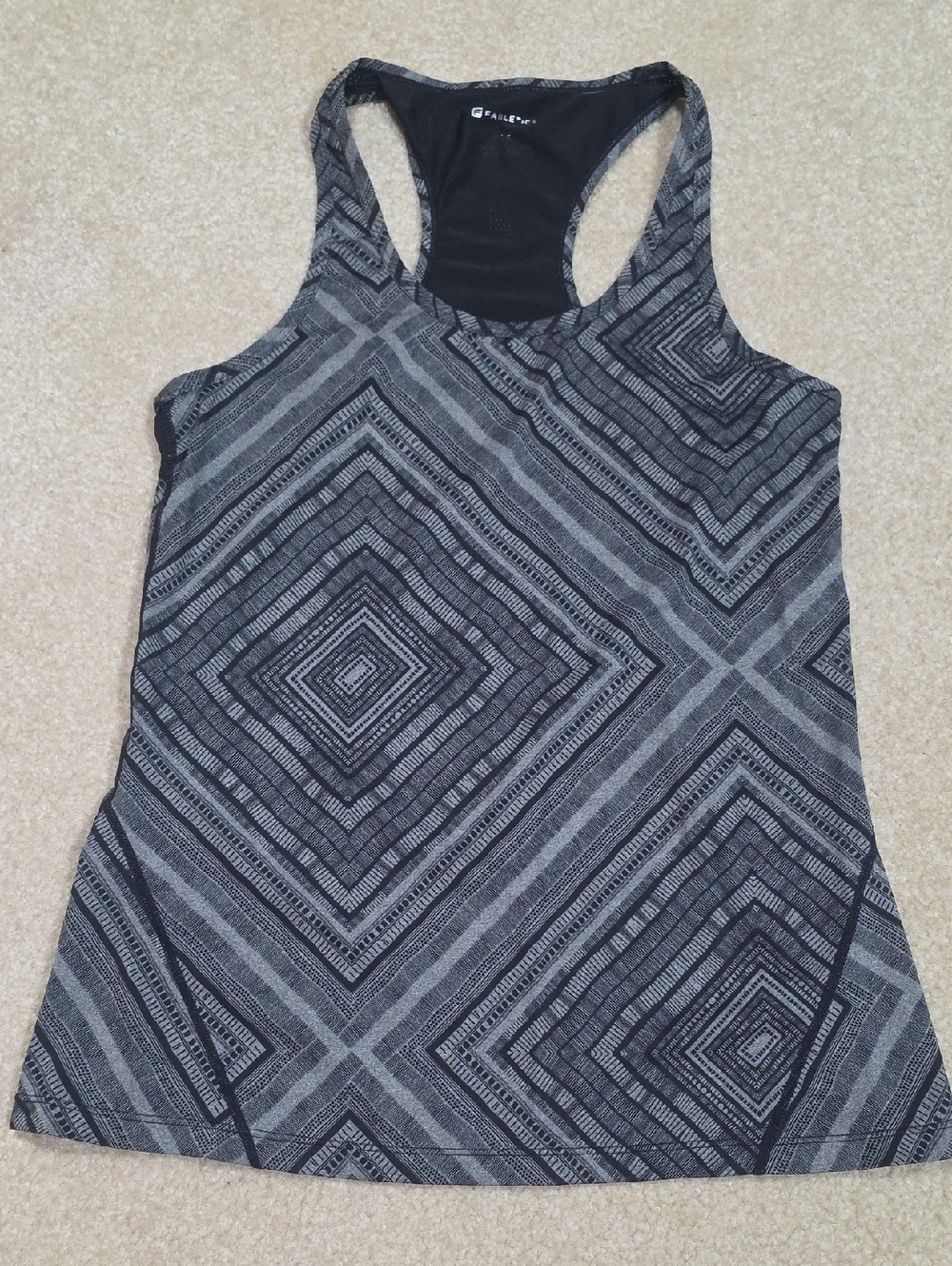 Fabletics Black & Gray Geometric Racerback Tank
